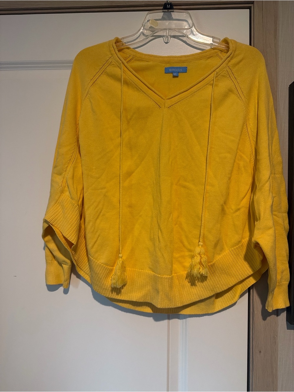 Urge Bright Yellow V-Neck Tassel Knit Sweater